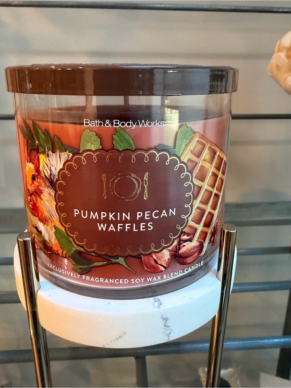 Bath & Body Works Pumpkin Pecan Waffles 3 Wick Candle NWT FALL Classic
